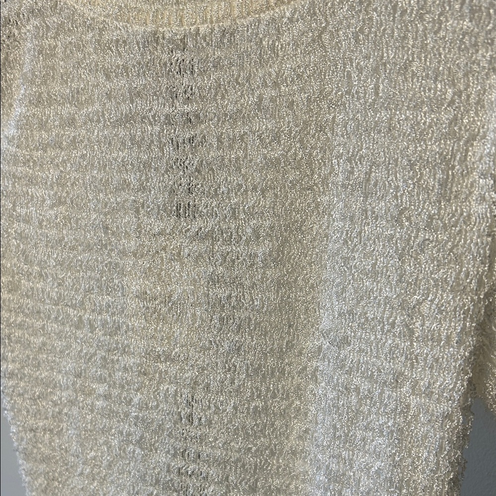 Zara Cream Textured Short Sleeve Tee - Picture 7 of 10